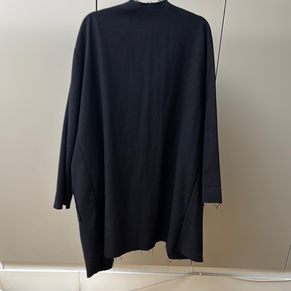 Urban Renewal Vintage Fabric Black Trench Coat Longline Style - Picture 10 of 14